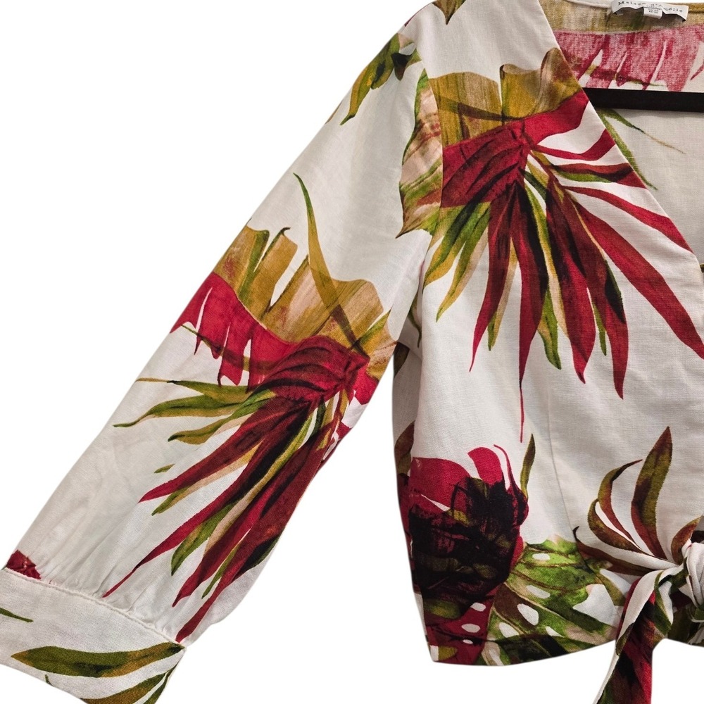 Maison d'Amélie Paris Linen Blend Tropical Floral Tie XS Boho Cottagecore Resort - Picture 5 of 7